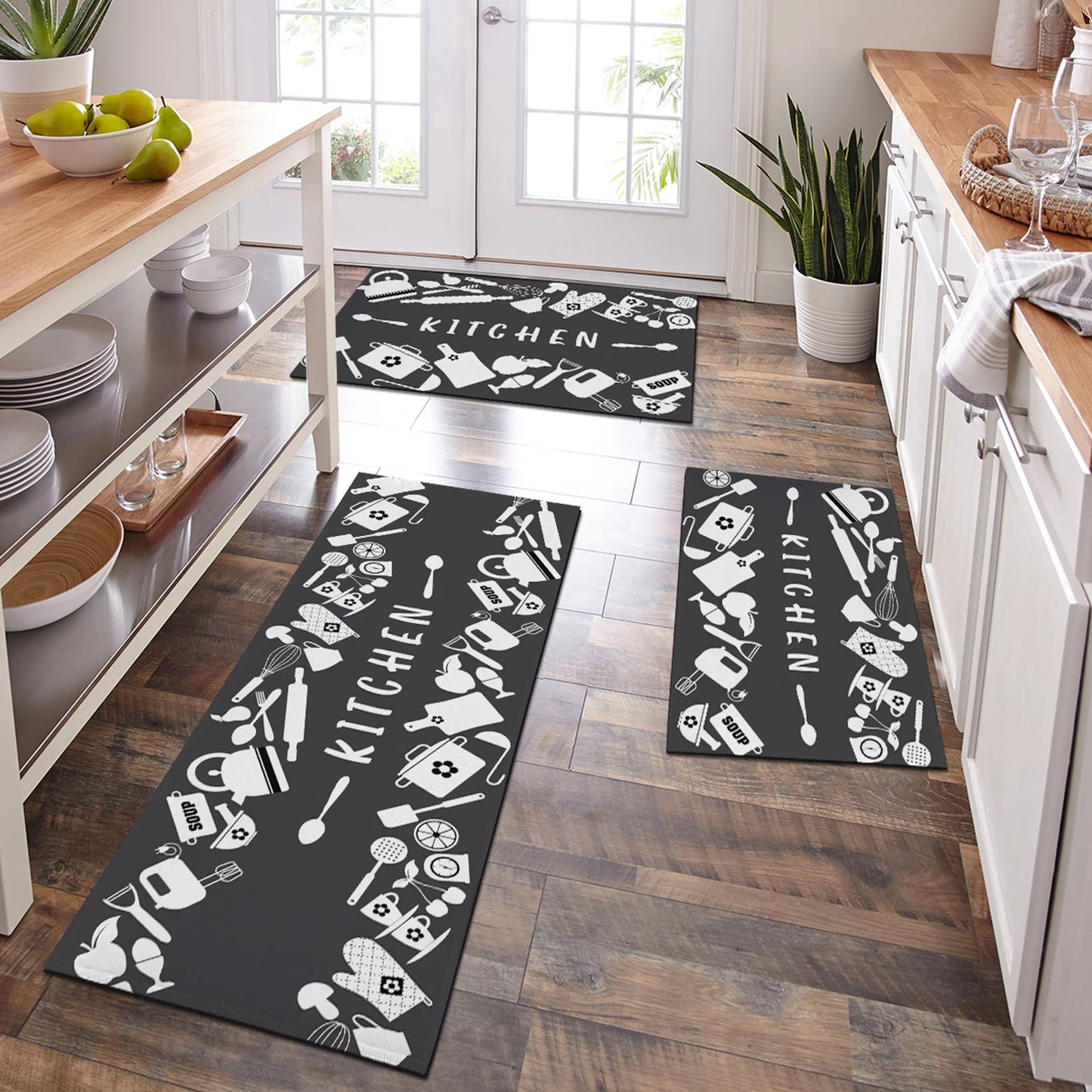 Kitchen Oil & Water Absorbent Floor Mat Non-Slip Soft Carpet Bedroom Living Room Porch Bathroom Door Mat Home Decor
