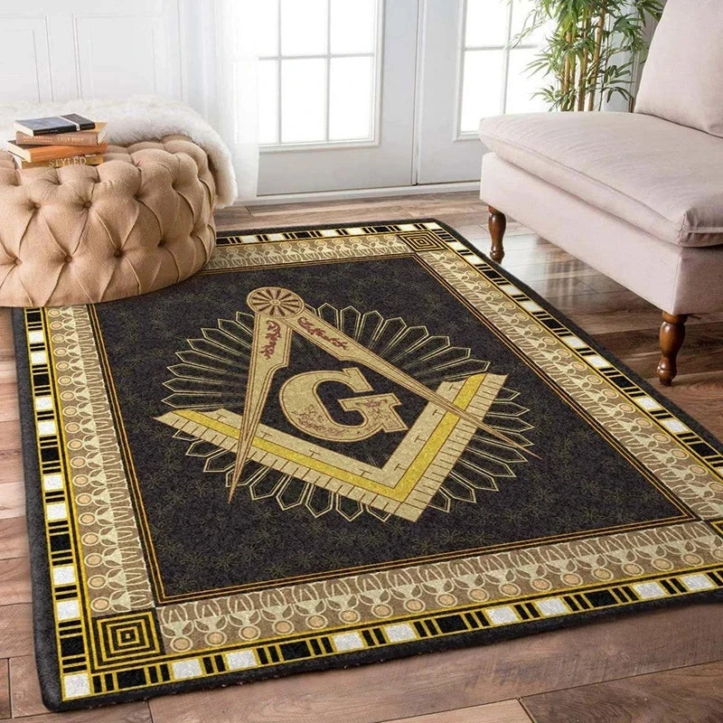Freemasonry Masonic Symbol Non-Slip Area Rug