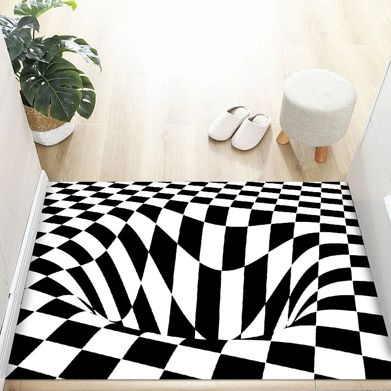 VIKAMA 3D Crystal Velvet Rug Non-Slip Durable Entry Door Mat Home Decor