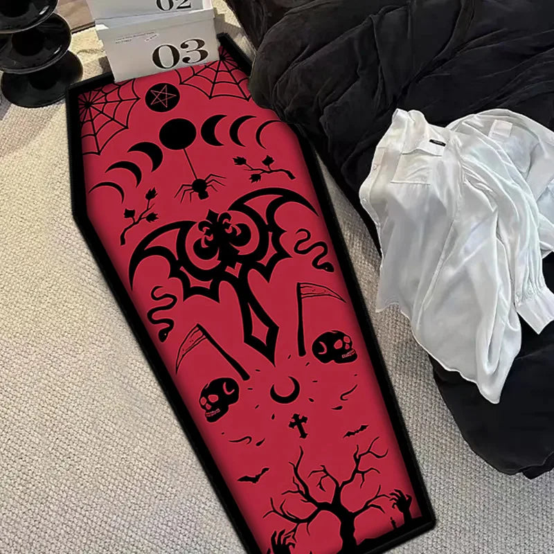 VIKAMA Halloween Gothic Skull Vampire Rug Bedroom Living Room Entrance Mat Home Decor