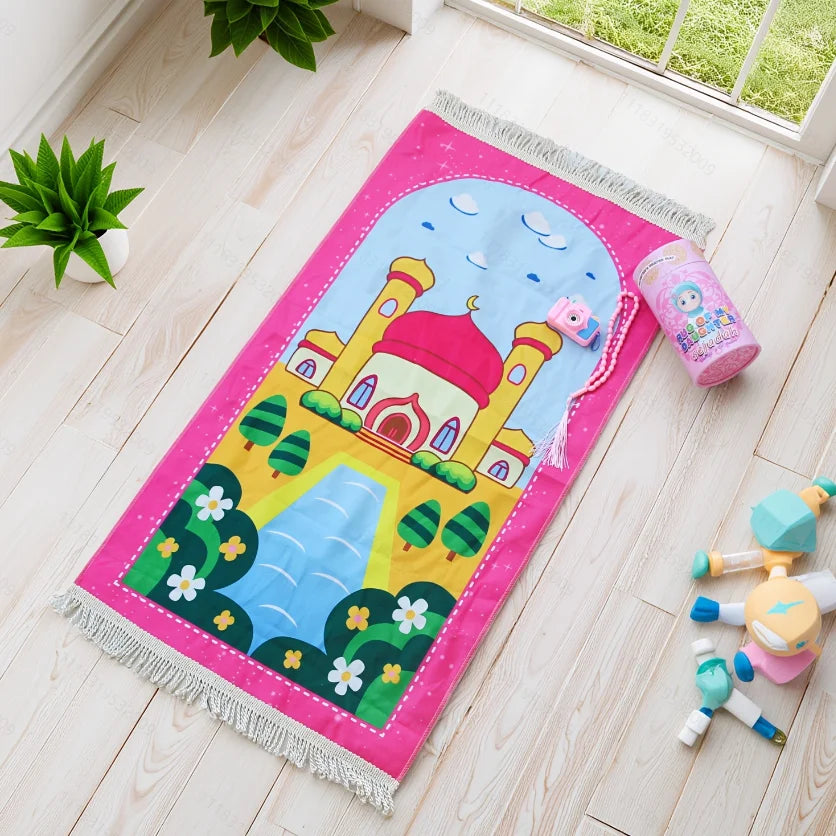 Kids portable prayer rug set