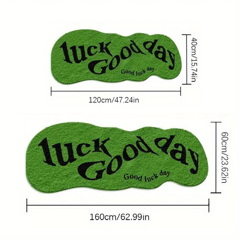 VIKAMA Green Lucky Carpet Soft Non-Slip Bedside Floor Mat Doormat Bedroom Rug Home Decor