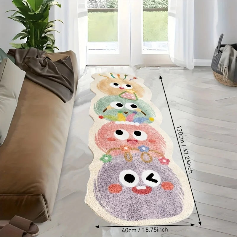 VIKAMA Cute Cartoon Long Rug Soft Absorbent Non-Slip Bathroom Mat Living Room Bedroom Bedside Welcome Carpet Home Decor