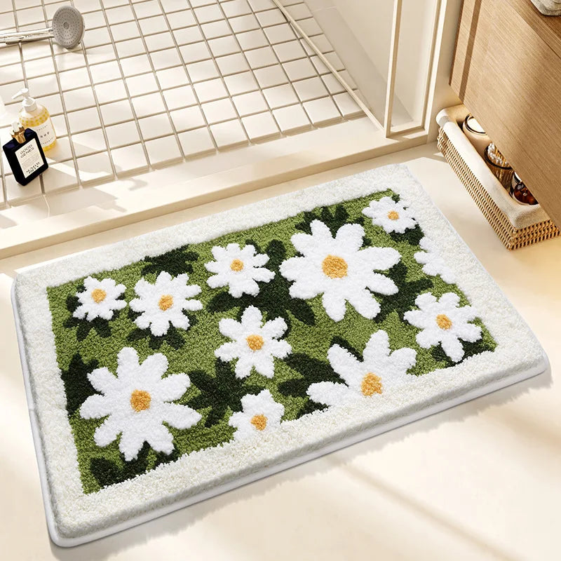 Small Fresh Bathroom Absorbent Imitation Cashmere Non-Slip Quick-Dry Floor Mat