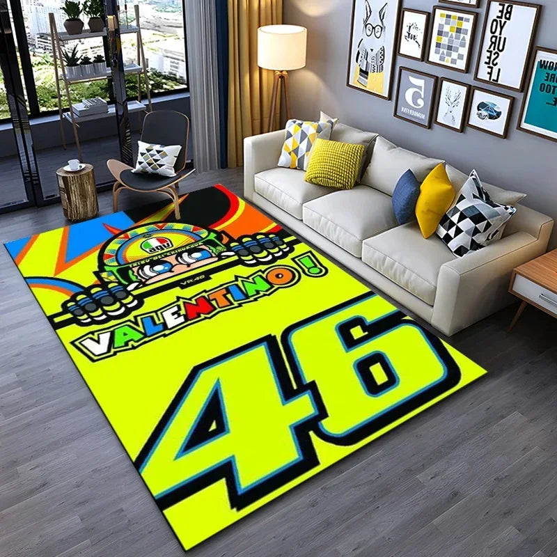 The Doctor Cartoon Yellow Racing Theme Carpet Mat Number 46 Living Room Bedroom Rug Home Decoration