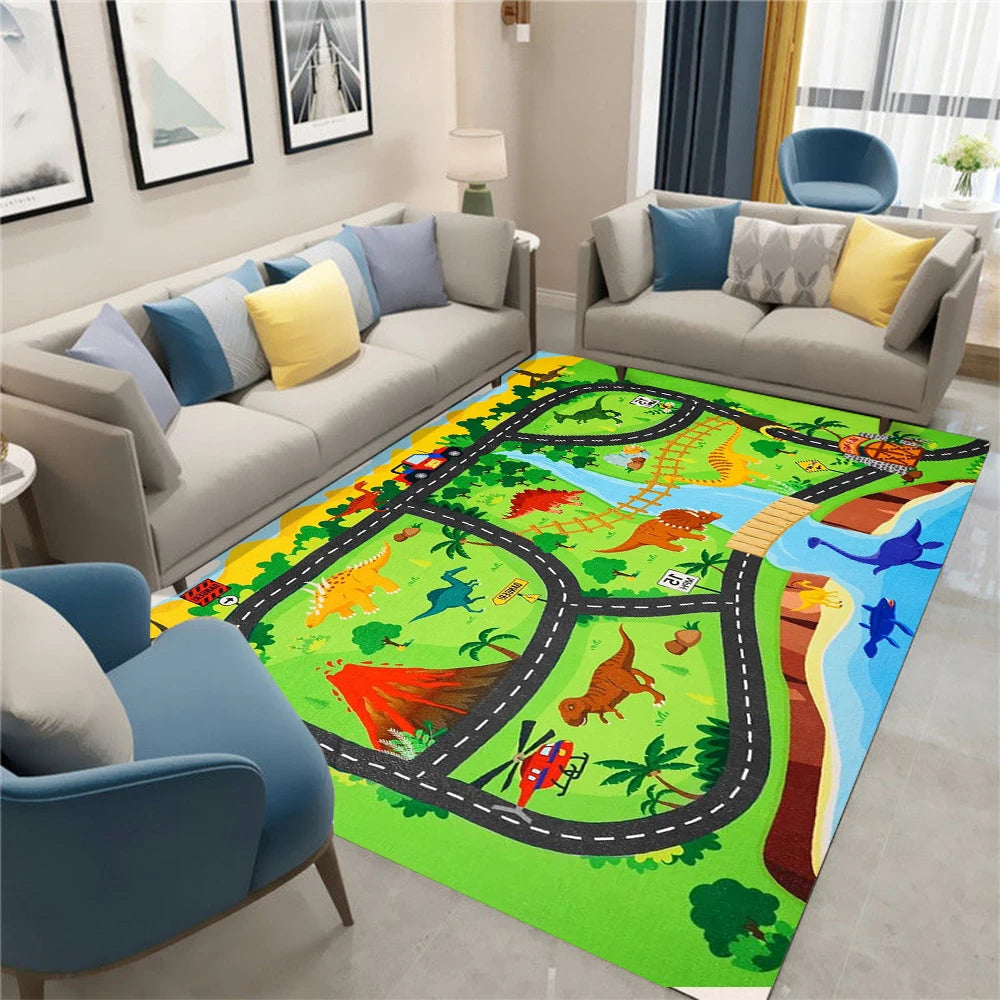 Dinosaur Park Kids Play Track Rug