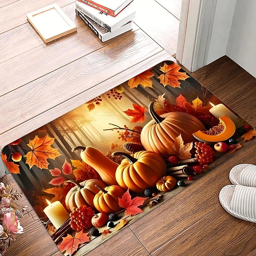 Thanksgiving Pumpkin Non-Slip Welcome Mat
