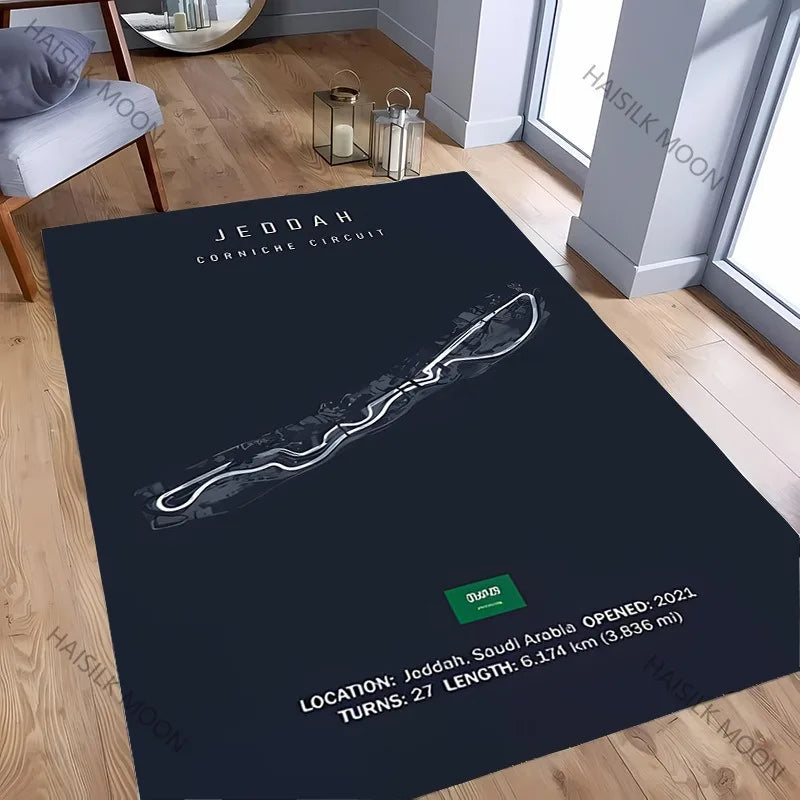Racing Circuit Track Pattern Rug