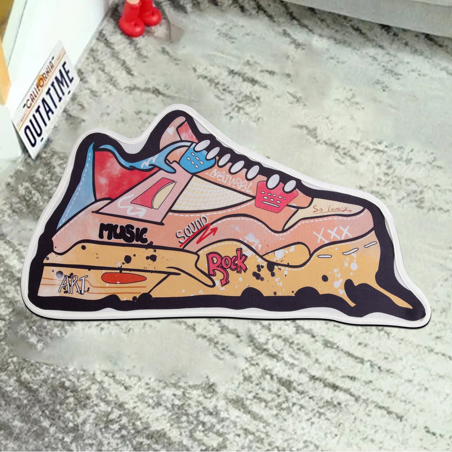 Yellow Basketball Shoes Shaped Non-Slip Area Rug