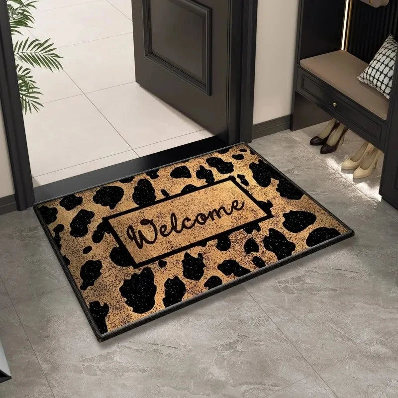 Leopard Print Non-Slip Washable Doormat Indoor Outdoor Hallway Bathroom Rug Home Decor Carpet
