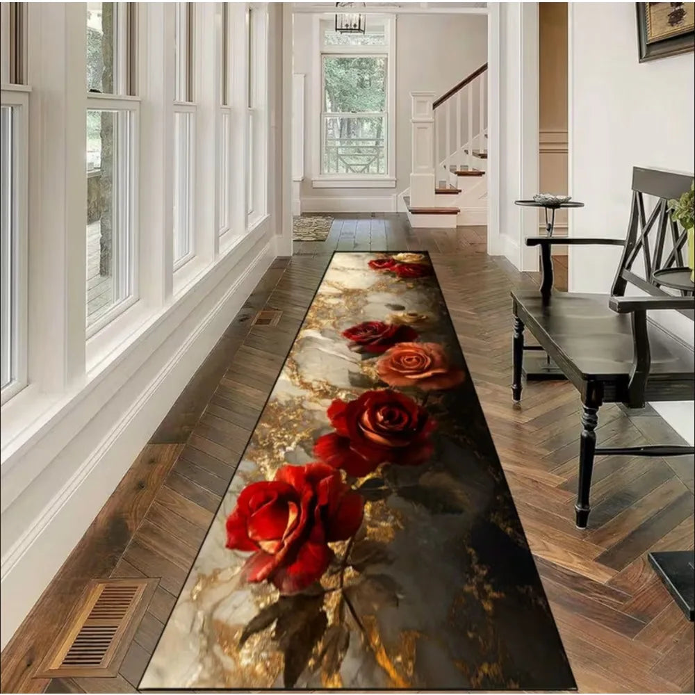 Classical Gold Floral Luxury Area Rug