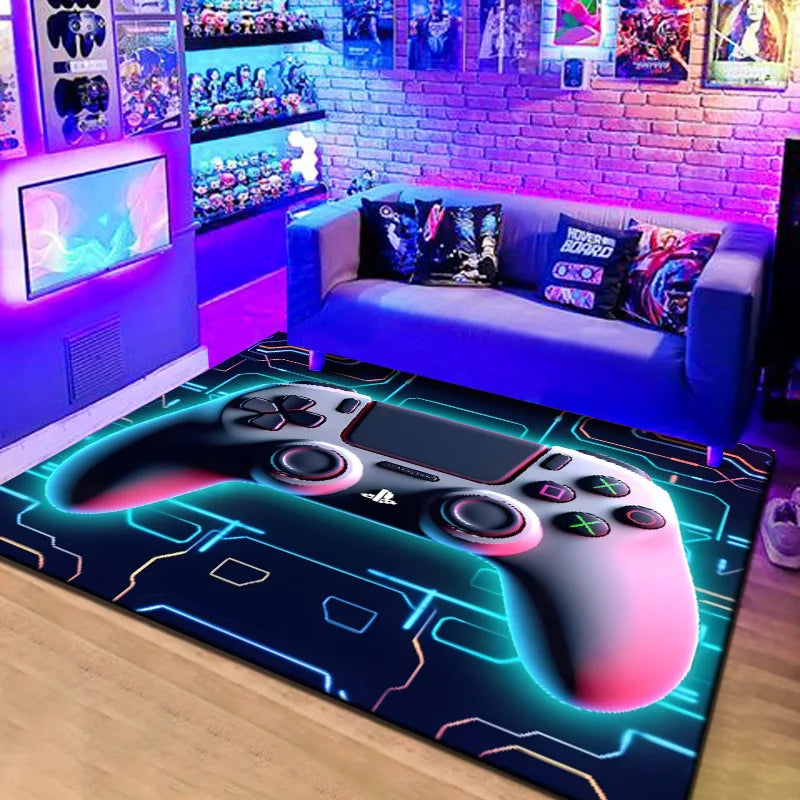VIKAMA 3D Game Console Rug Non-Slip Washable Gaming Room Bedroom Mat