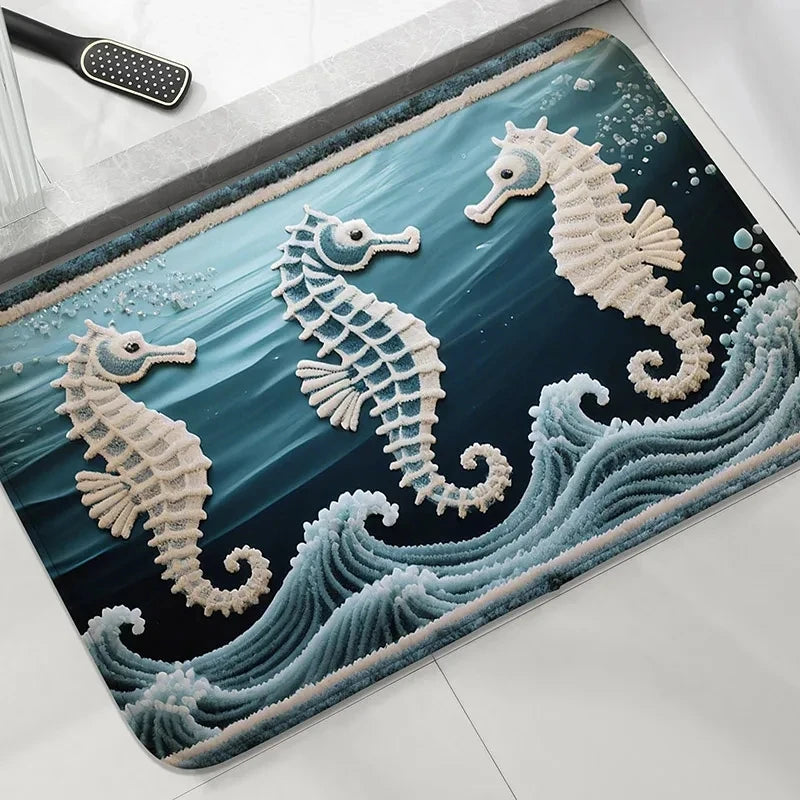 Coconut Tree Bathroom Anti-Slip Floor Mat Shower Room Absorbent Small Carpet Washbasin Rug Home Decor