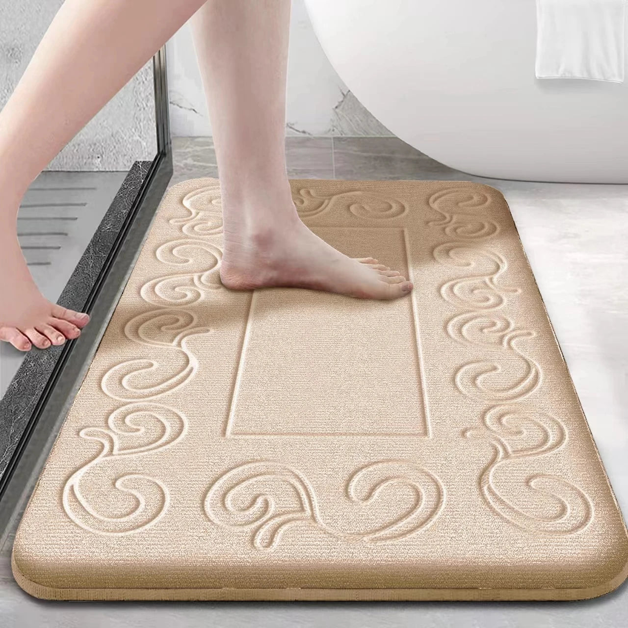Anti-Slip Absorbent Bathroom Mat Ultra Soft Machine Washable Bath Rug Home Decoration