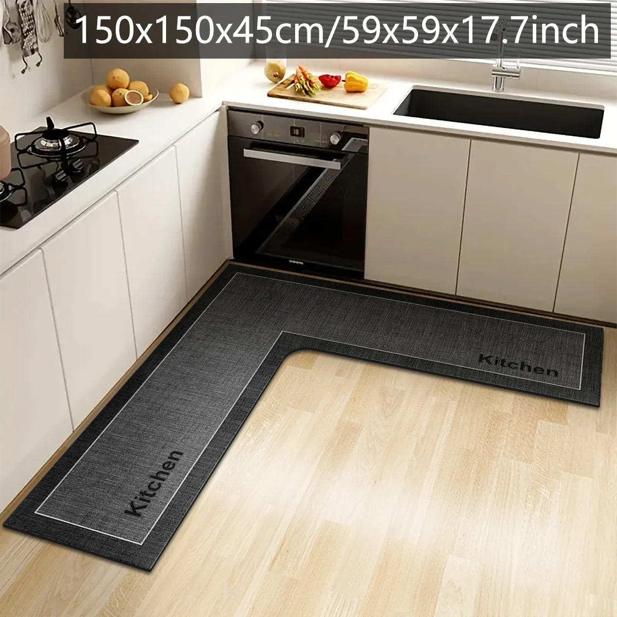 Simple L-Shaped Kitchen Non-Slip Floor Mat Diatom Mud Absorbent Bathroom Corner Door Foot Mat