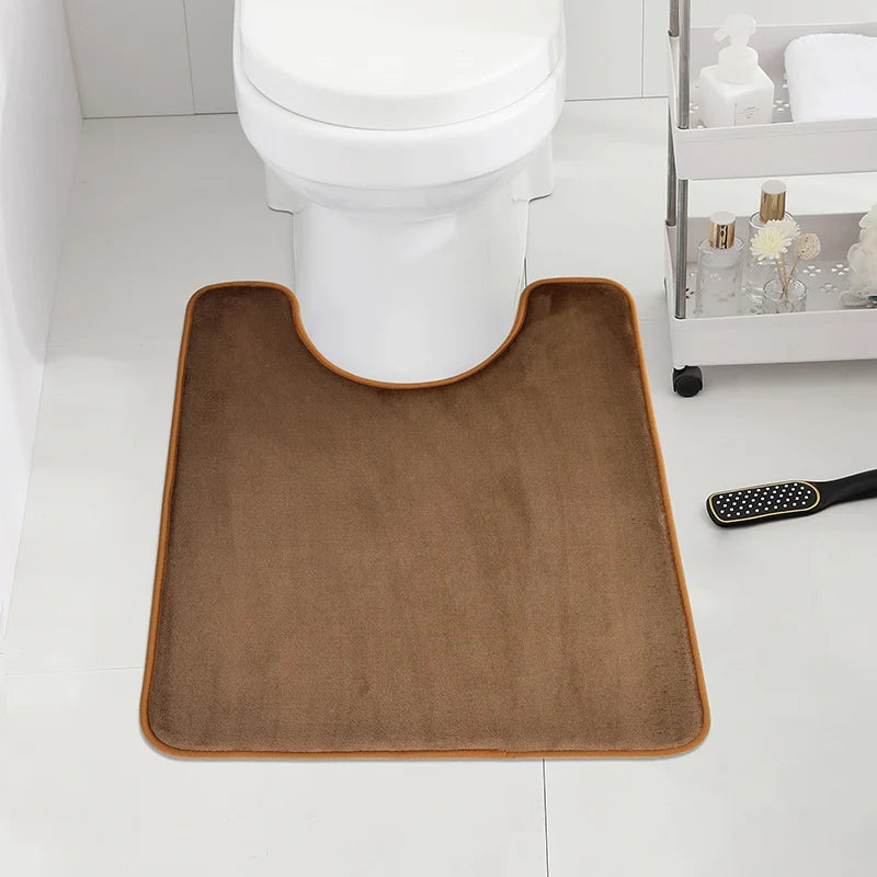 U-Shaped Bathroom Floor Mat Toilet Rug Absorbent Non-Slip Bath Mat Home Decor