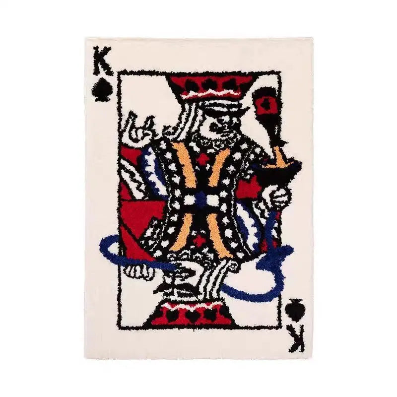 Poker Hearts Faux Cashmere Carpet Thickened Non-Slip Living Room Bedroom Bedside Floor Mat