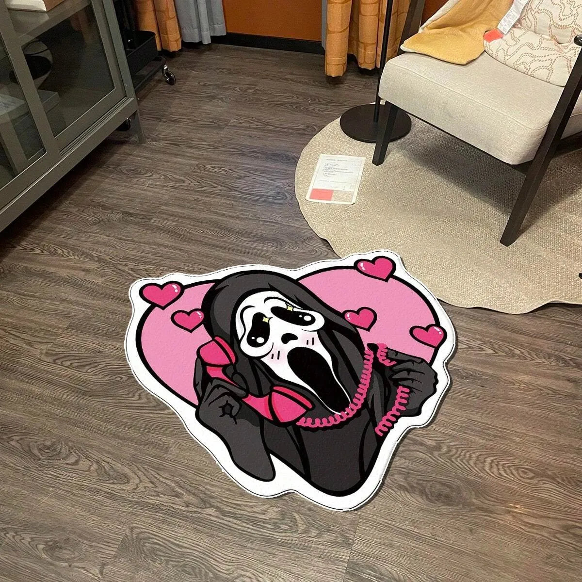 VIKAMA Heart-Shaped Skull Halloween Area Rug