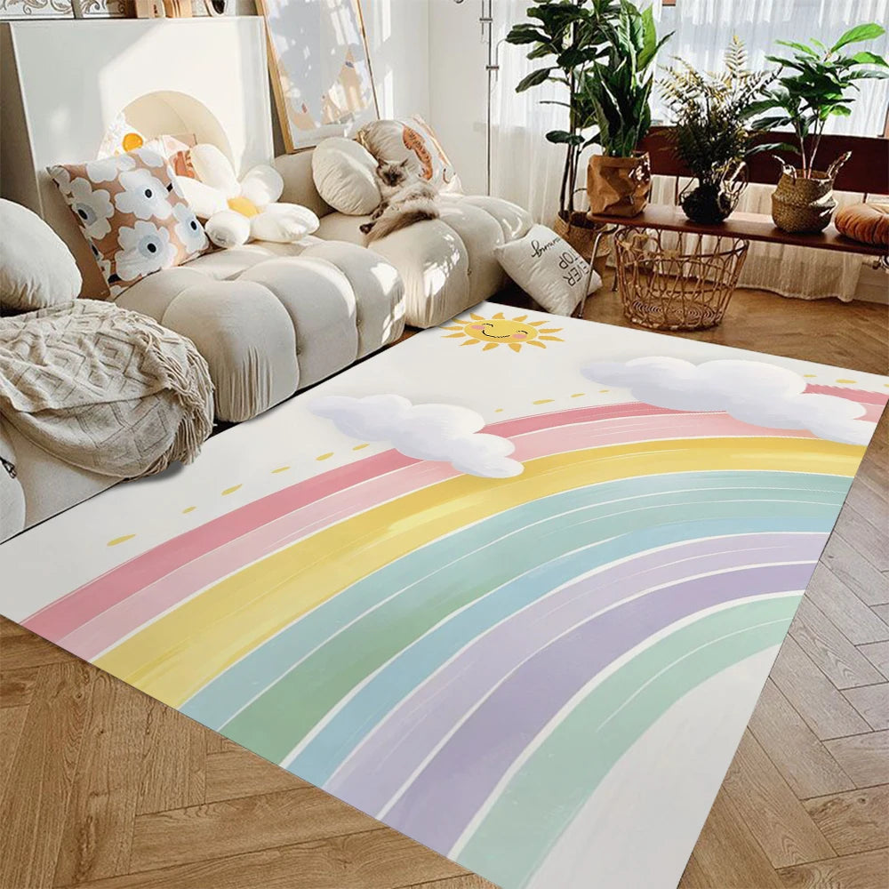 Kawaii Rainbow Kids Area Rug