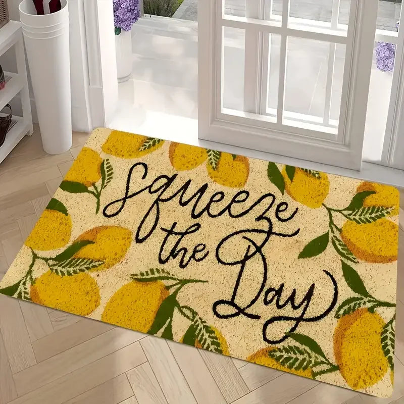 VIKAMA Lemon Floral Welcome Entrance Mat