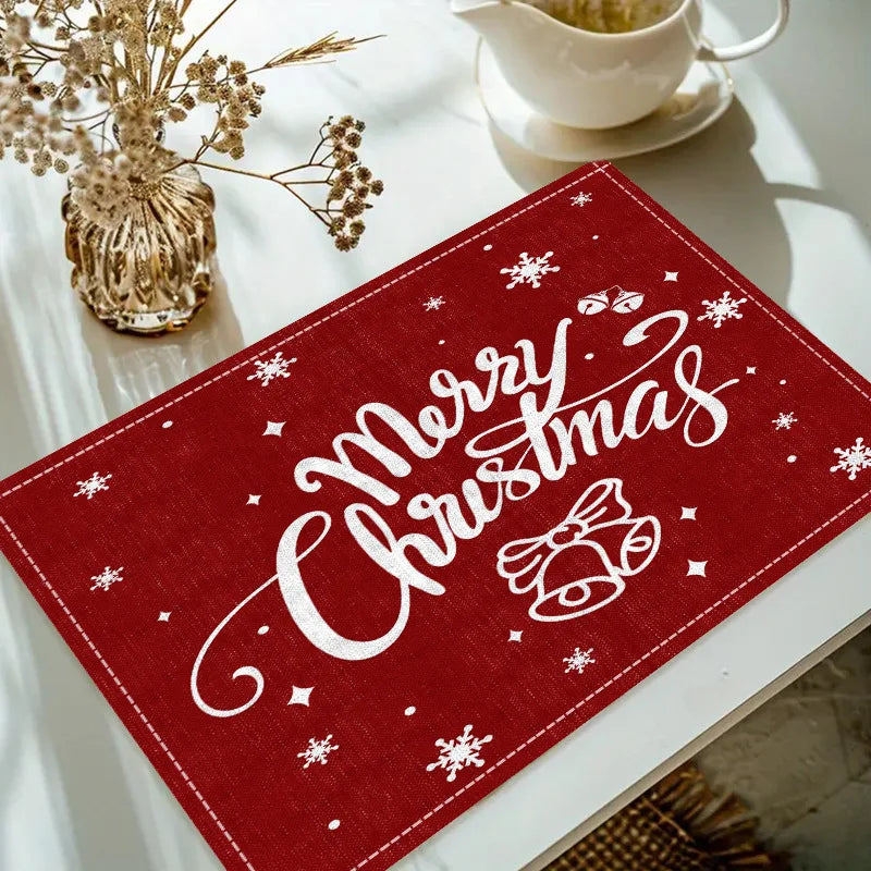 Christmas reindeer linen placemat table mat