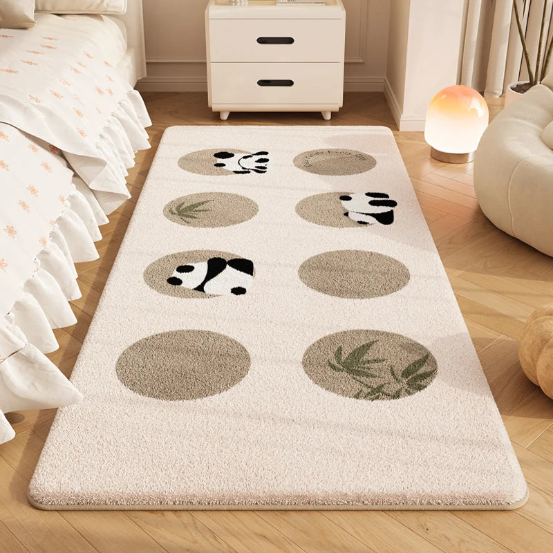 Cartoon Plush Bedside Floor Mat Soft Washable Kids Bedroom Rectangle Carpet
