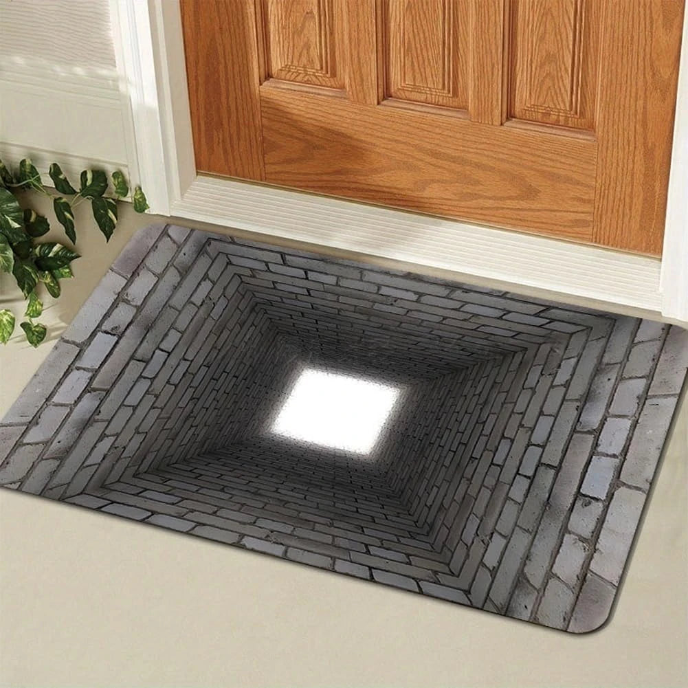 3D Brick Hole Illusion Doormat