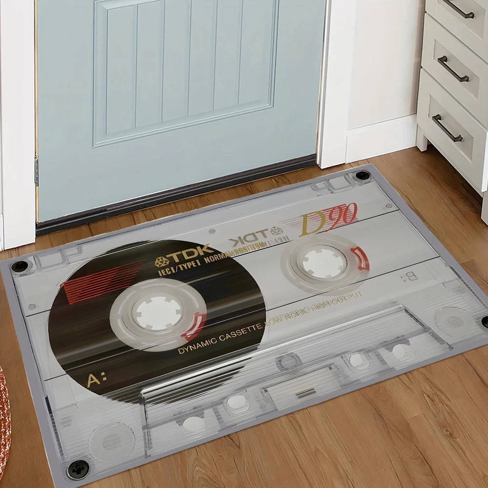 Retro cassette tape floor mat rug