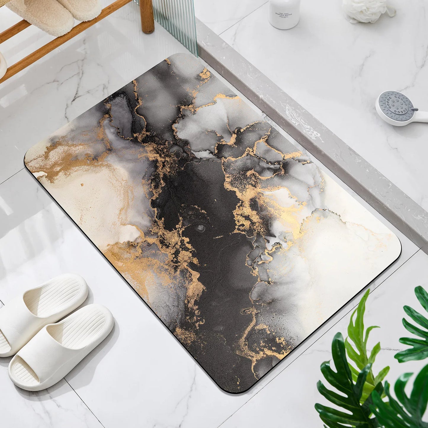 Luxury Bathroom Mat Super Absorbent Quick-Dry Non-Slip Shower Bath Rug Toilet Floor Doormat Carpet Machine Washable Home Decor