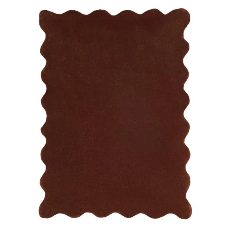 Modern Minimalist Solid Color Irregular Plush Washable Area Rug
