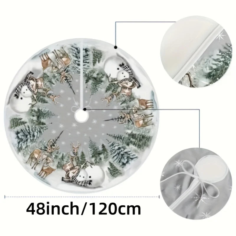 VIKAMA Christmas Snow Scene Tree Skirt Rug