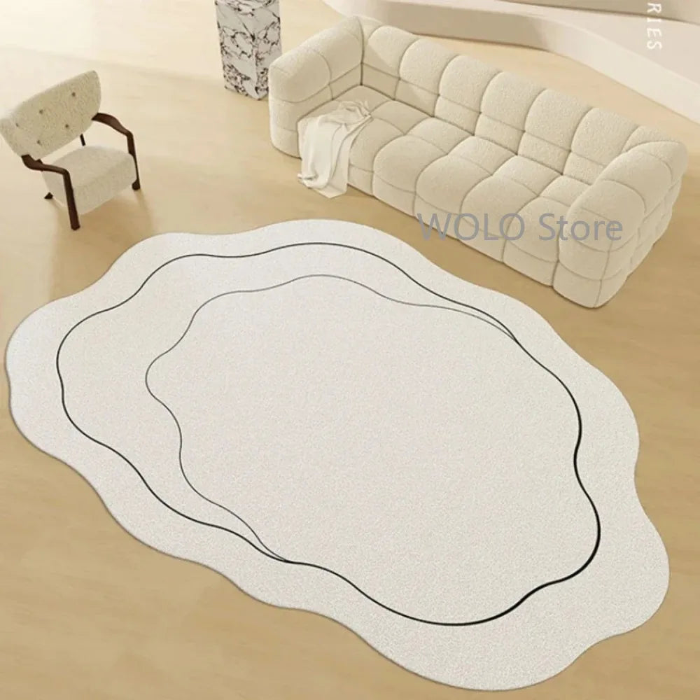 Cream Irregular Soft Fluffy Area Rug