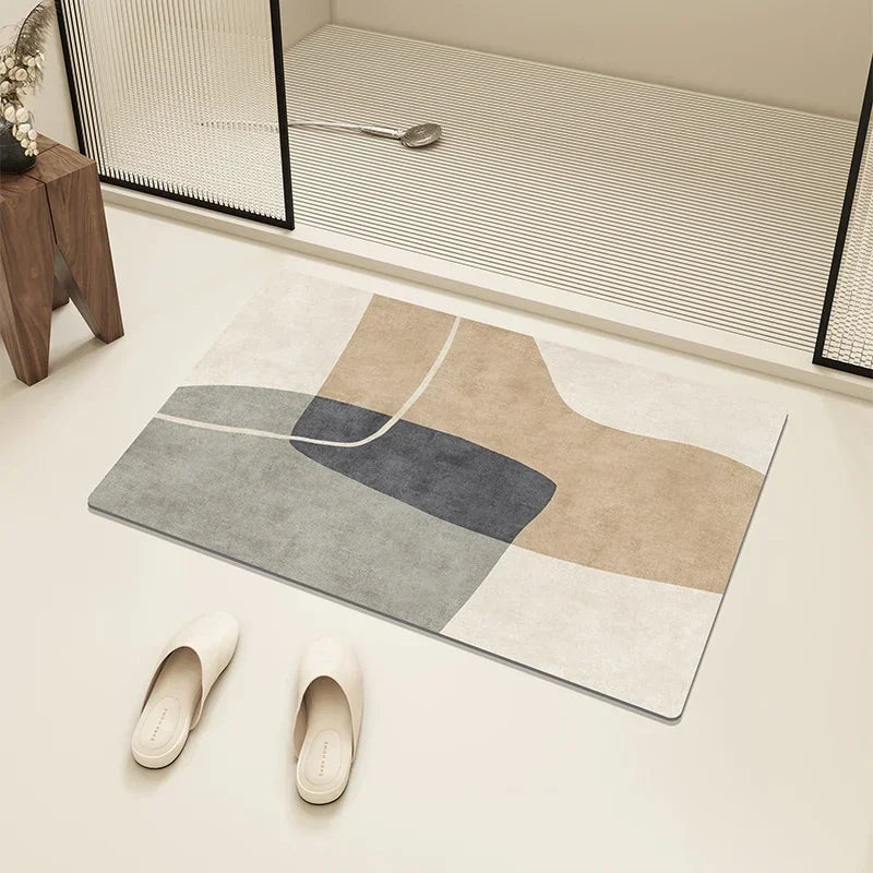 Absorbent non-slip diatom bath rug