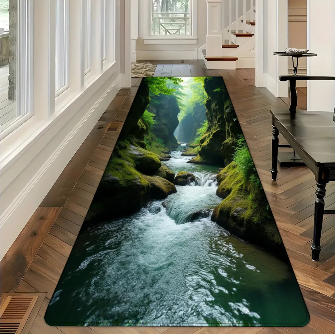 3D Japanese Waterfall Runner Rug