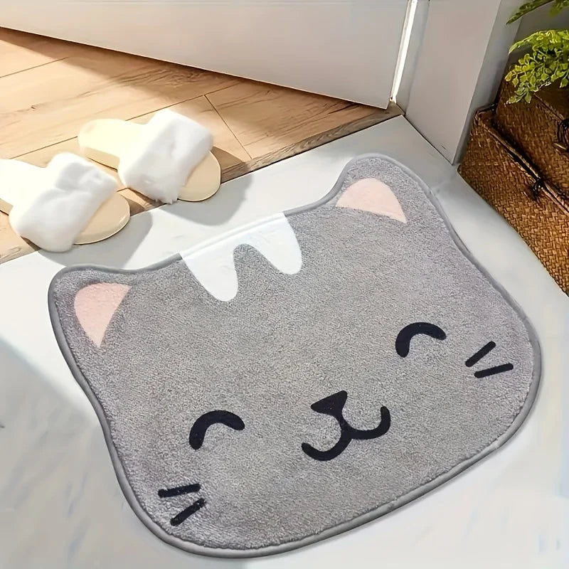 VIKAMA Cute Cartoon Kitten Puppy Rug Soft Non-Slip Bathroom Floor Mat Bedroom Living Room Doormat Welcome Carpet Home Decor