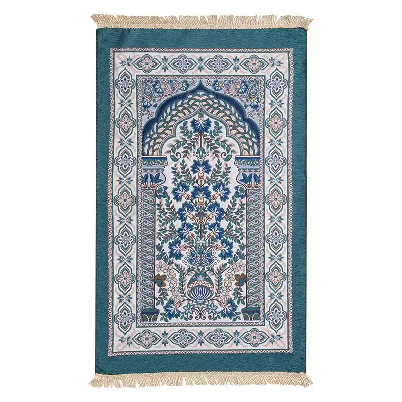 Portable cotton Muslim prayer rug for travel
