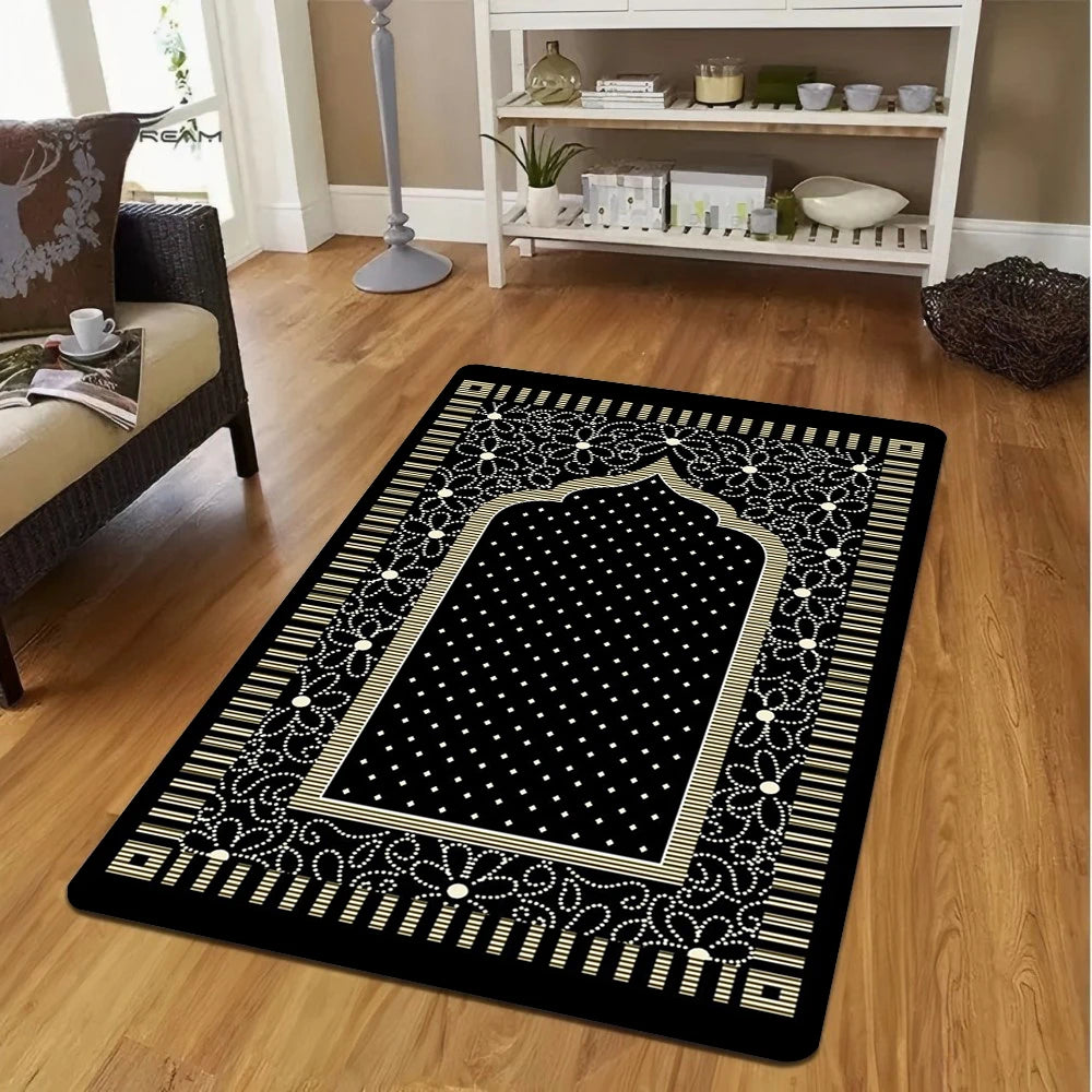 Islamic Prayer Black Non-Slip Rug