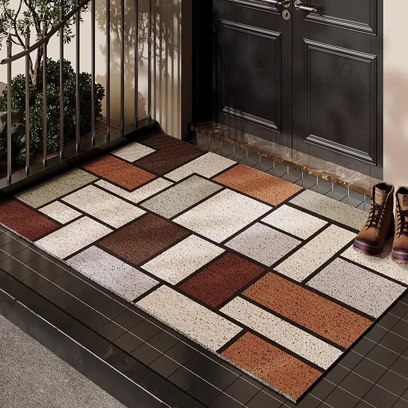 PVC Silk Ring Entry Door Mat Cuttable Non-Slip Dirt-Resistant Outdoor Floor Mat