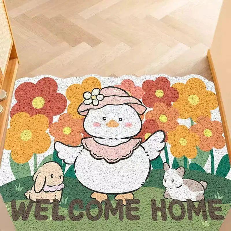 Cartoon silk ring non-slip entrance door mat