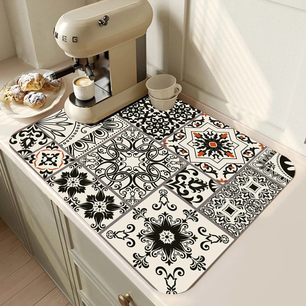 Retro Kitchen Absorbent Counter Mat
