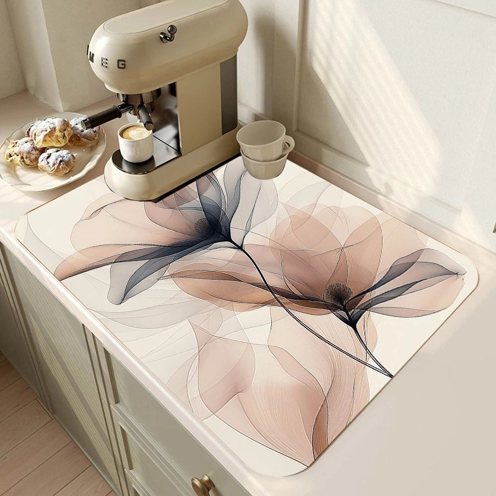 Floral Super Absorbent Kitchen Drying Mat