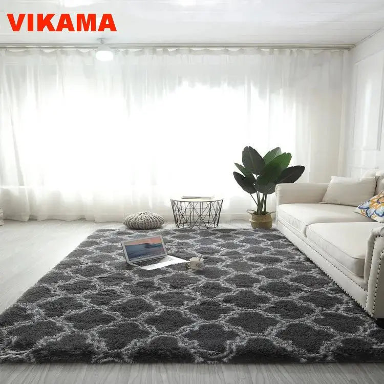 VIKAMA Geometric Plush Carpet Large Area Living Room Decoration Coffee Table Bed Mat Ultra Soft Carpet For Children's Bedroom