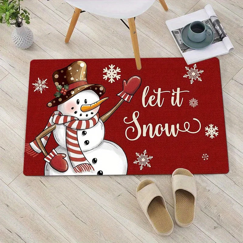 Snowman snowflake Christmas kitchen mat festive home decor rug
