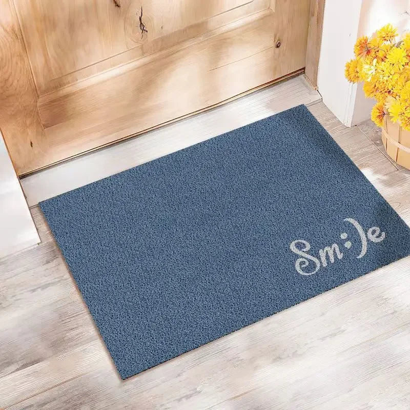 PVC Silk Ring Door Mat Non-Slip Dust Scraper Smiley Face Porch Floor Mat