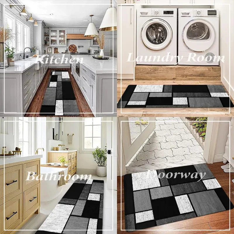 VIKAMA Modern Geometric Kitchen Carpet Non-Slip Hallway Bedroom Entrance Floor Mat