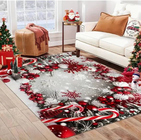 Christmas house snowflake holiday area mat
