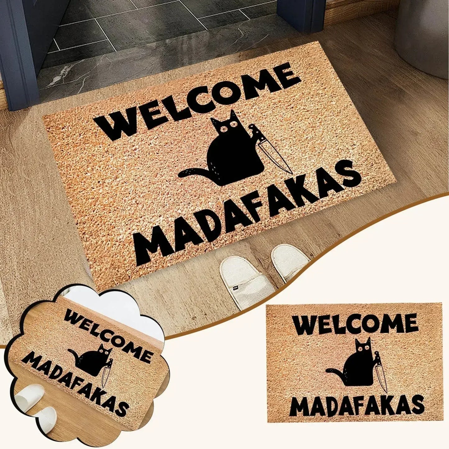 Funny Black Cat Dark Humor Doormat