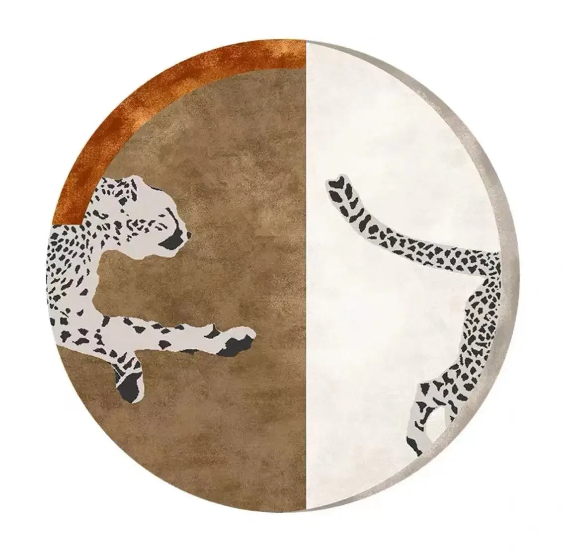 Leopard Print Round Fluffy Non-Slip Area Rug