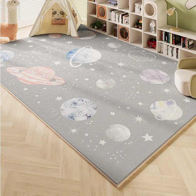 VIKAMA Crystal Pile Kids World Map Space Rug Non-Slip Washable Playmat