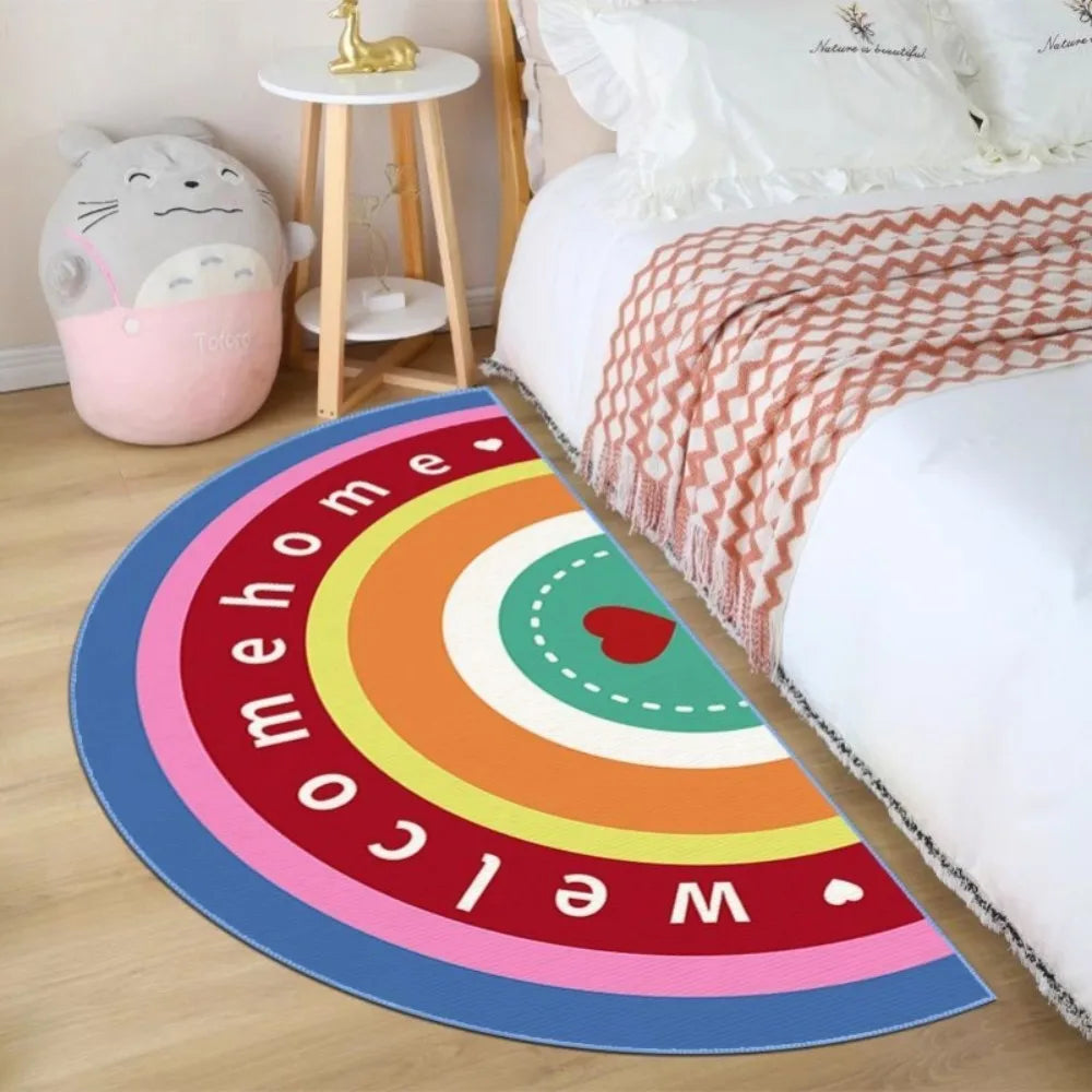VIKAMA Rainbow Semi-Circular Carpet Non-Slip Bedroom Bedside Entry Door Mat